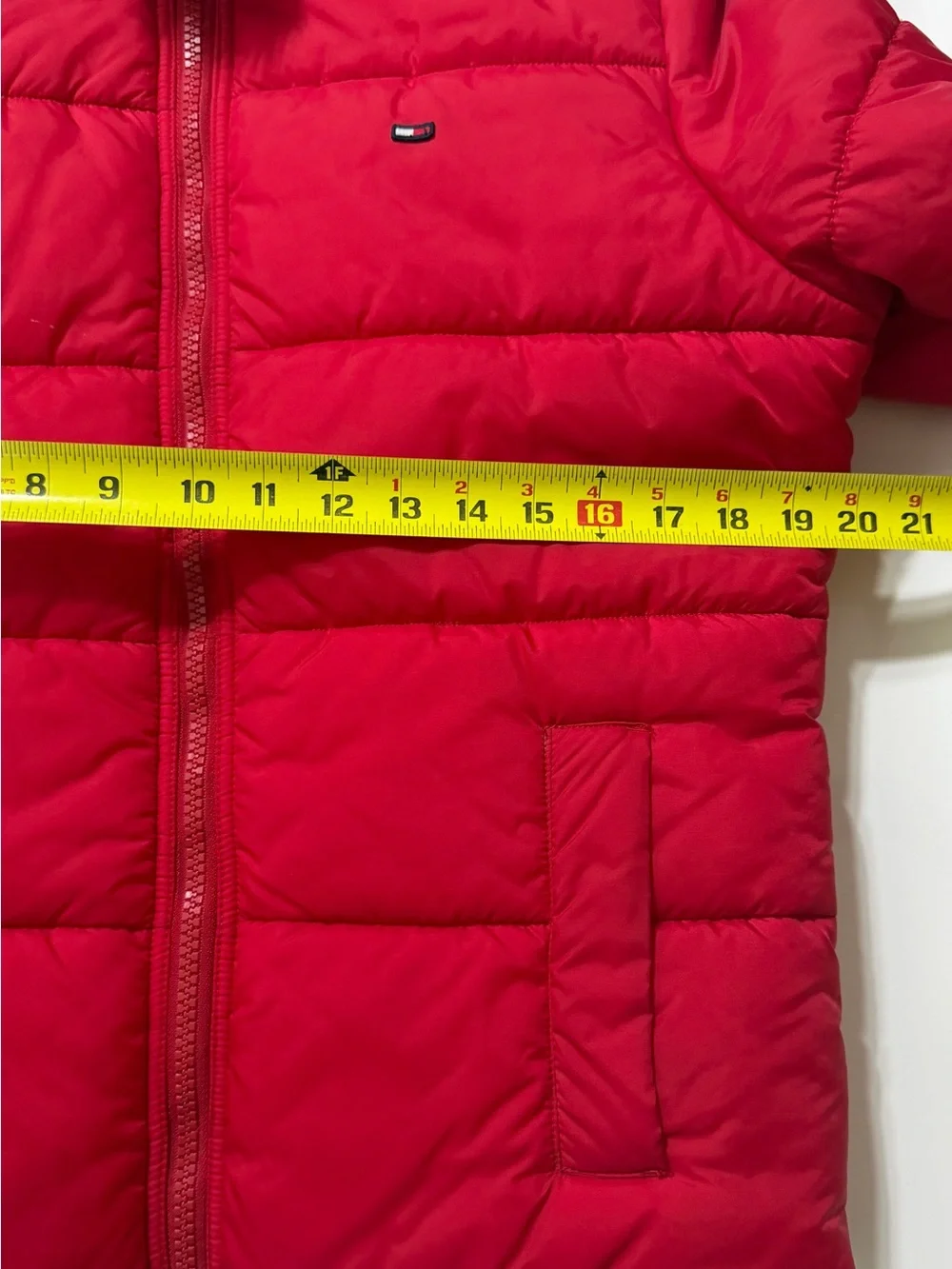 Tommy Hilfiger Kids Red Hooded Puffer Jacket with Faux Fur Trim